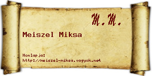 Meiszel Miksa névjegykártya